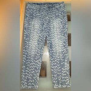 Soft Surroundings Womens Jeans Blue Vine Leaf Print Size XL